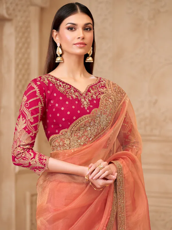 Women's_Georgette_Rust_Embellished_Designer_Saree_With_Blouse_Piece