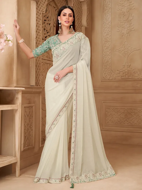 Women's_Georgette_Off_White_Embellished_Designer_Saree_With_Blouse_Piece