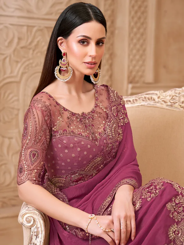 Women's_Georgette_Mauve_Embellished_Designer_Saree_With_Blouse_Piece