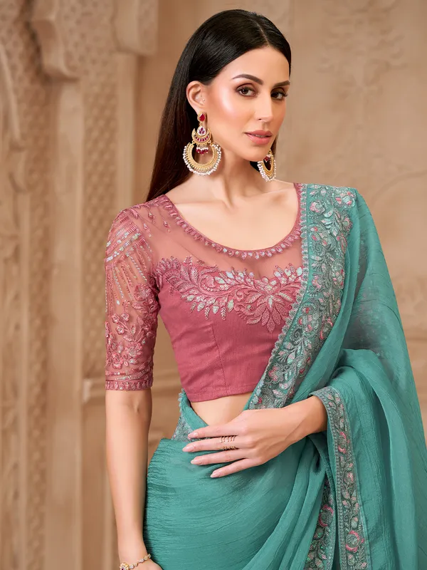 Women's_Georgette_Light_Blue_Embellished_Designer_Saree_With_Blouse_Piece