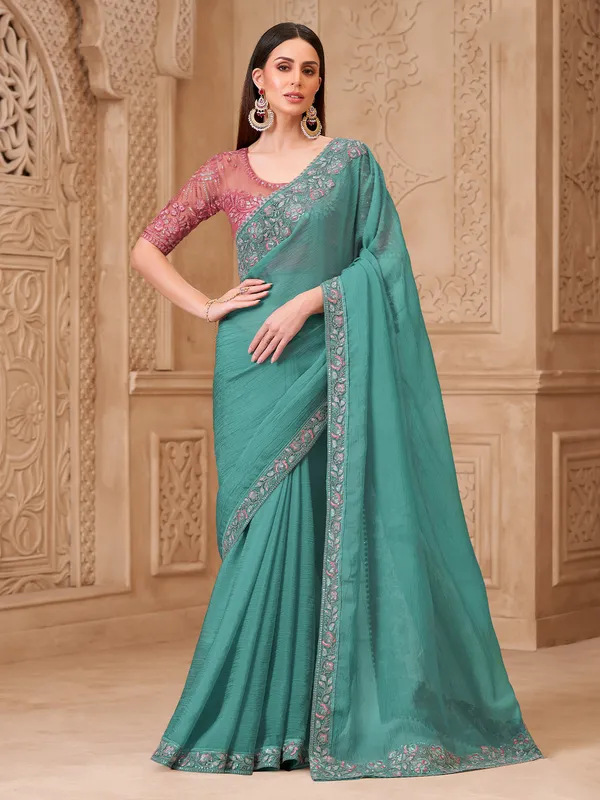 Women's_Georgette_Light_Blue_Embellished_Designer_Saree_With_Blouse_Piece