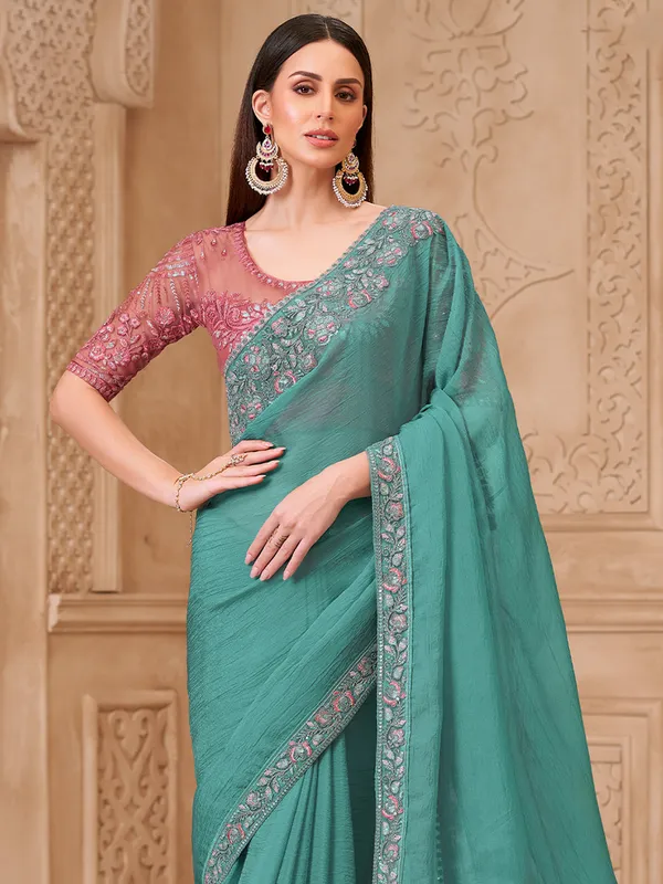 Women's_Georgette_Light_Blue_Embellished_Designer_Saree_With_Blouse_Piece
