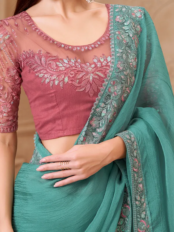 Women's_Georgette_Light_Blue_Embellished_Designer_Saree_With_Blouse_Piece