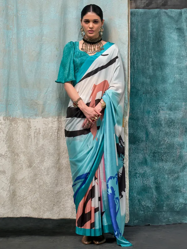 Women's_Crepe_Light_Blue_Printed_Designer_Saree_With_Blouse_Piece