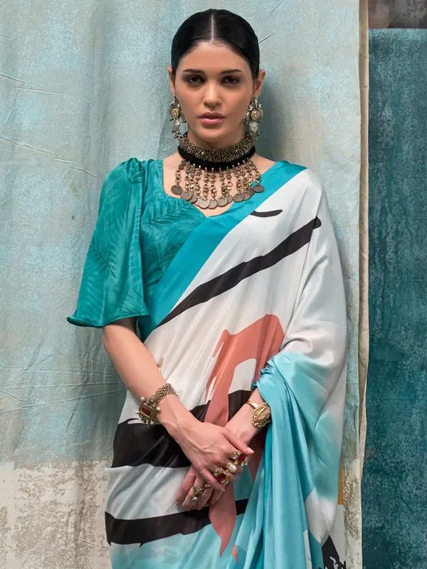 Women's_Crepe_Light_Blue_Printed_Designer_Saree_With_Blouse_Piece
