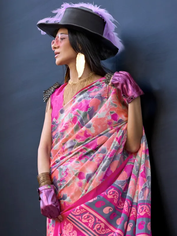Women's_Crepe_Peach_Printed_Designer_Saree_With_Blouse_Piece