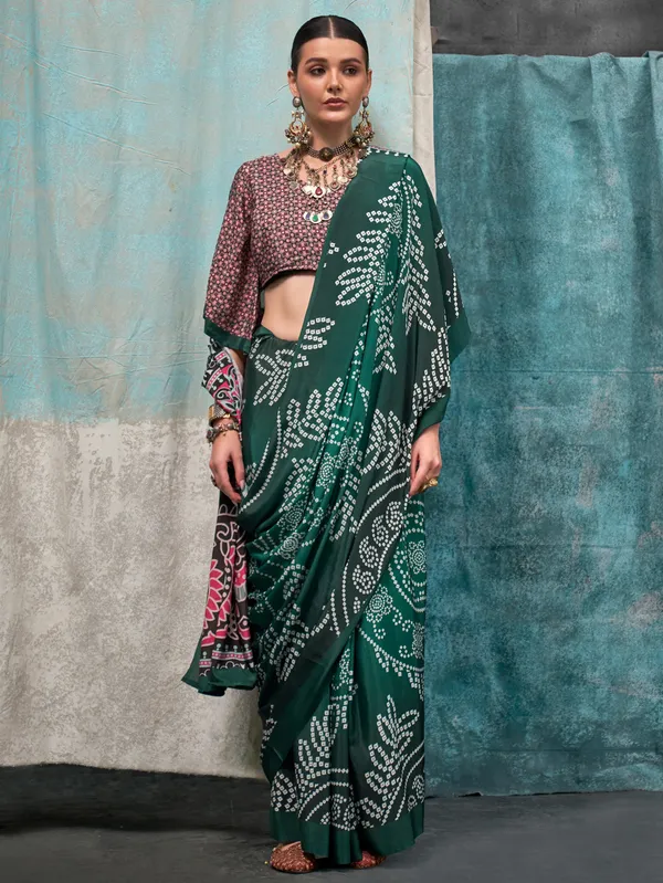 Women's_Crepe_Green_Printed_Designer_Saree_With_Blouse_Piece