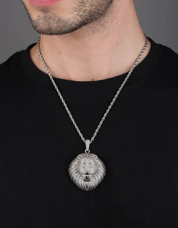 Roaring_Lion_Iced_Out_Pendant_(Sparkling_Silver)
