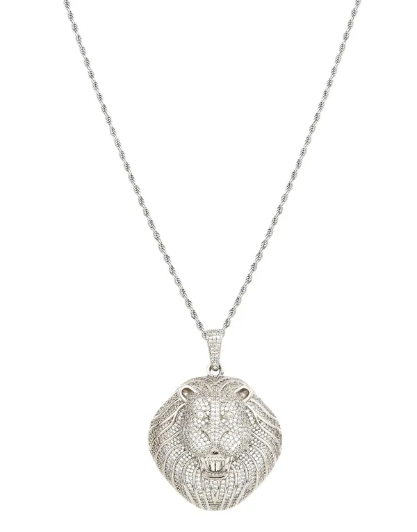 Roaring_Lion_Iced_Out_Pendant_(Sparkling_Silver)