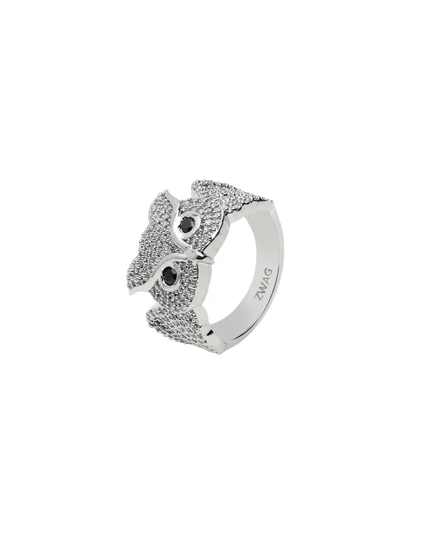 Snowy_Owl_Iced_Out_Ring_(Black_Onyx)