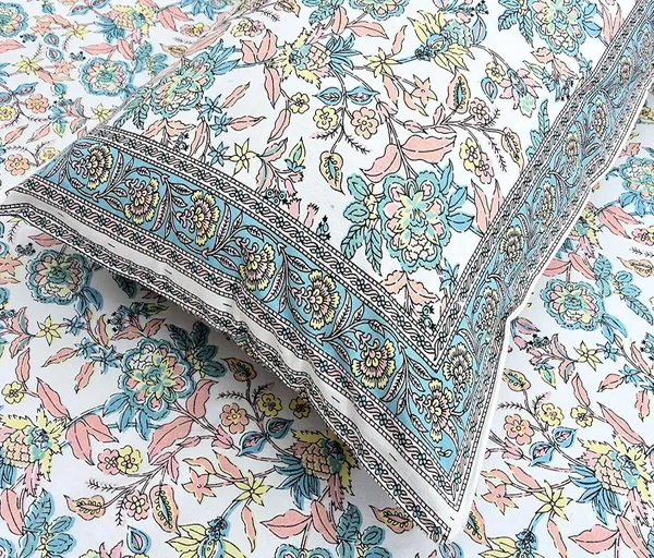 Blush_Teal_Pure_Cotton_Ethnic_Jaipuri_Printed_Double_Bedsheet_With_2_Pillow_Covers_For_Home_Decor