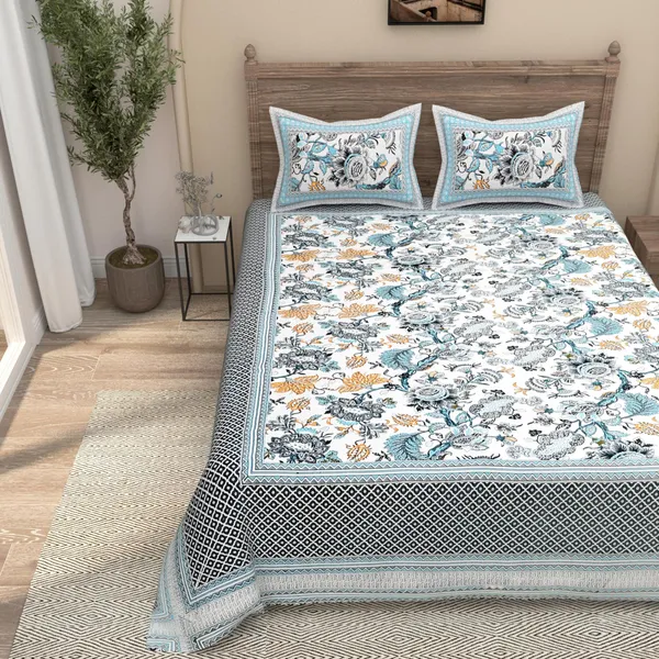 Turquoise_Pure_Cotton_Ethnic_Jaipuri_Printed_Double_Bedsheet_With_2_Pillow_Covers_For_Home_Decor