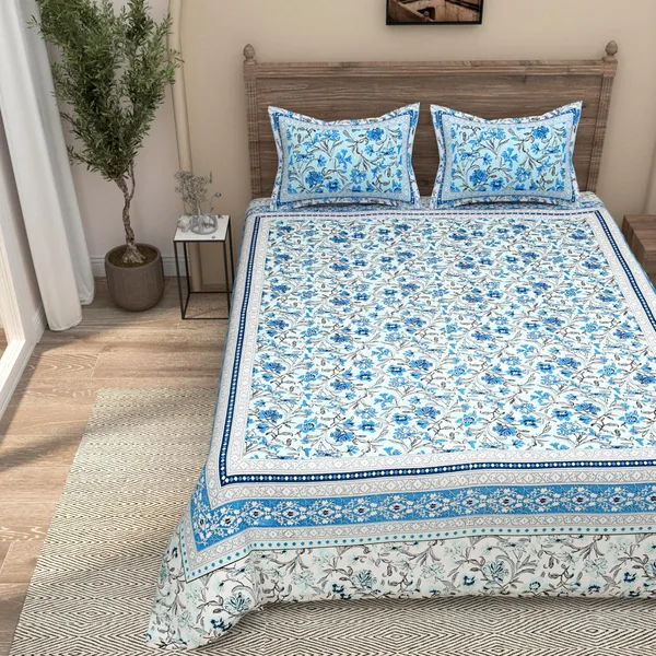 Azure_Blue_Pure_Cotton_Ethnic_Jaipuri_Printed_Double_Bedsheet_With_2_Pillow_Covers_For_Home_Decor
