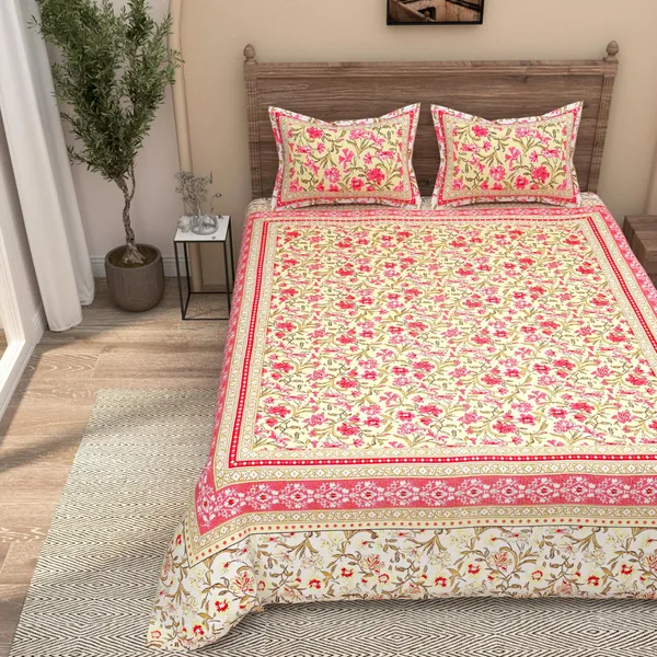 Lemon_&_Magenta_Pure_Cotton_Ethnic_Jaipuri_Printed_Double_Bedsheet_With_2_Pillow_Covers_For_Home_Decor