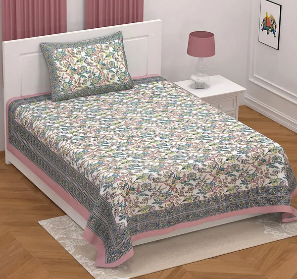 Blush_Teal_Pure_Cotton_Ethnic_Jaipuri_Printed_Double_Bedsheet_With_2_Pillow_Covers_For_Home_Decor