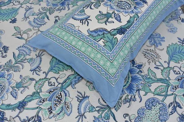 Blue_Cotton_Single_Bedsheet_With_1_Pillow_Cover_For_Home_Decor