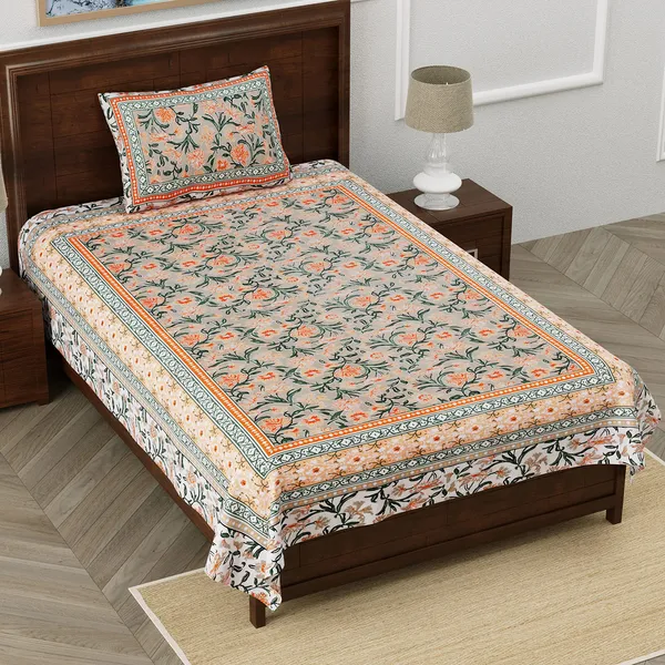 Green_Cotton_Single_Bedsheet_With_1_Pillow_Cover_For_Home_Decor
