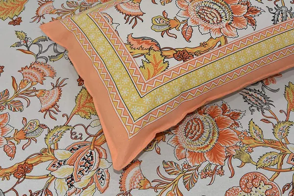 Orange_Cotton_Single_Bedsheet_With_1_Pillow_Cover_For_Home_Decor