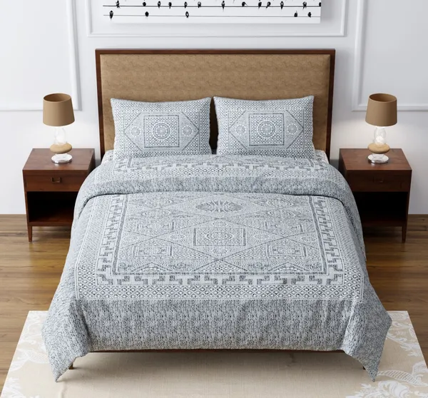 Grey_Traditional_Printed_Cotton_Bedsheet_Set_with_2_Pillow_Covers_�_Soft_Double_Bed_Bedding