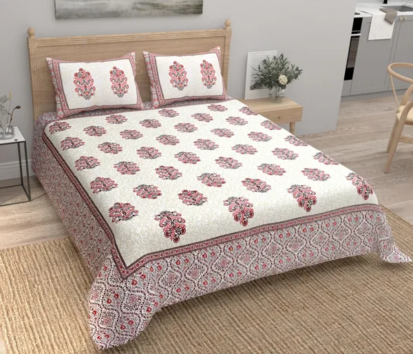 Pink_Pure_Cotton_Jaipuri_Rajasthani_Design_Bedsheet_With_2_Pillow_Covers_For_Home_Decor