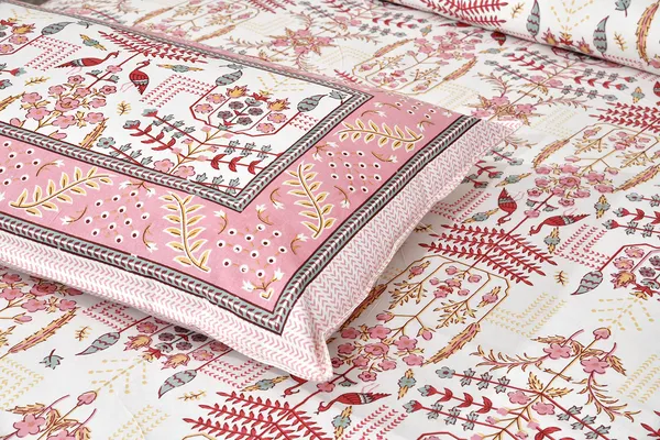 Pink_Pure_Cotton_Jaipuri_Rajasthani_Design_Bedsheet_With_2_Pillow_Covers_For_Home_Decor