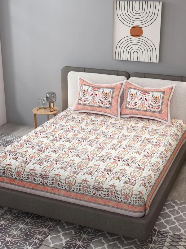 Pink_Pure_Cotton_Jaipuri_Rajasthani_Design_Bedsheet_With_2_Pillow_Covers_For_Home_Decor