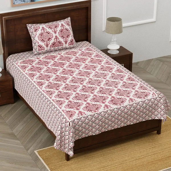 Maroon_Cotton_Single_Bedsheet_With_1_Pillow_Cover_For_Home_Decor