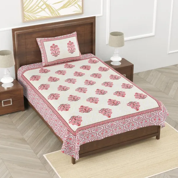 Pink_Cotton_Single_Bedsheet_With_1_Pillow_Cover_For_Home_Decor