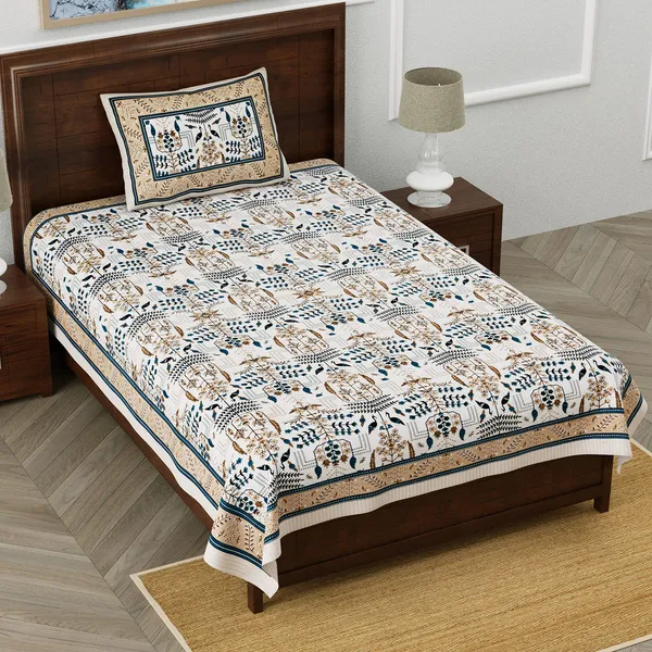 Brown_Cotton_Single_Bedsheet_With_1_Pillow_Cover_For_Home_Decor