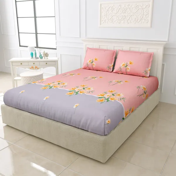Soft_Pink_Floral_Double_Bedsheet_with_Grey_Base_�_Premium_Cotton_Bedding_Set