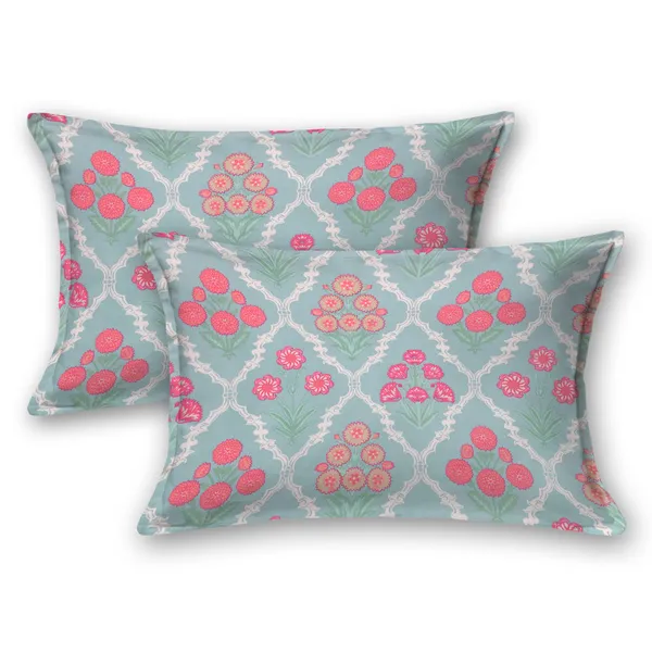 Mint_Green_Floral_Printed_Cotton_Bedsheet_Set_with_2_Pillow_Covers_�_Soft_Double_Bed_Bedding
