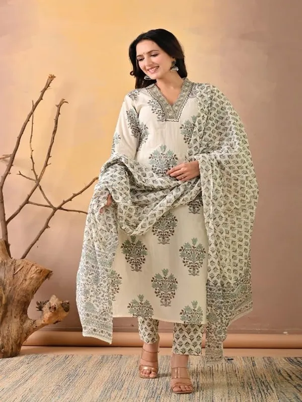 Beige_And_Grey_Trendy_Floral_Screen_Print_Cotton_Straight_Kurta_With_Pant_And_Dupatta_For_Women