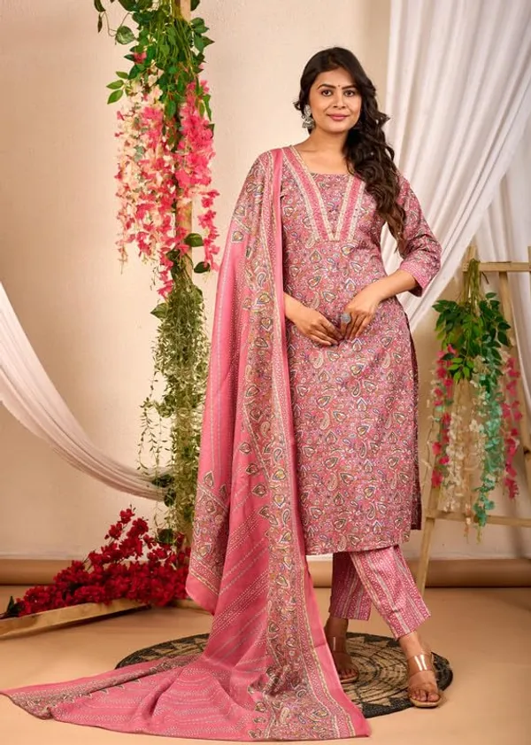 Pink_Trendy_Floral_Screen_Print_Cotton_Straight_Kurta_With_Pant_And_Dupatta_For_Women