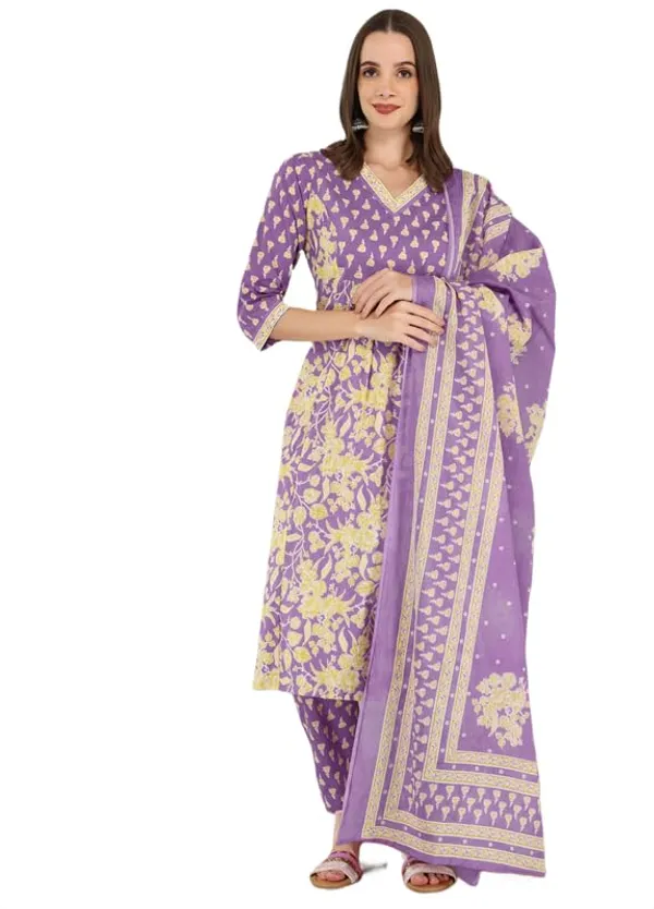 Purple_Trendy_Floral_Screen_Print_Cotton_Straight_Kurta_With_Pant_And_Dupatta_For_Women