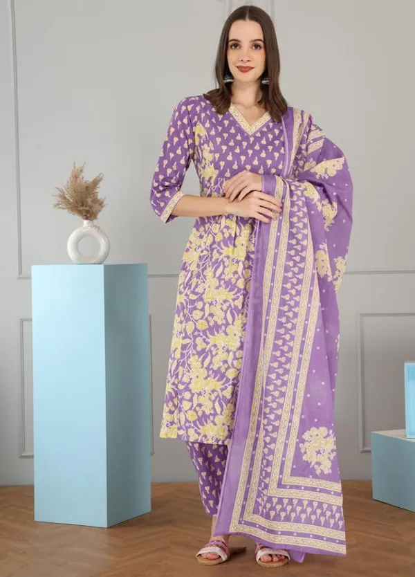 Purple_Trendy_Floral_Screen_Print_Cotton_Straight_Kurta_With_Pant_And_Dupatta_For_Women