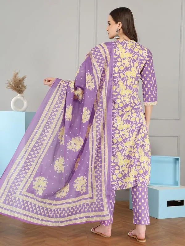 Purple_Trendy_Floral_Screen_Print_Cotton_Straight_Kurta_With_Pant_And_Dupatta_For_Women