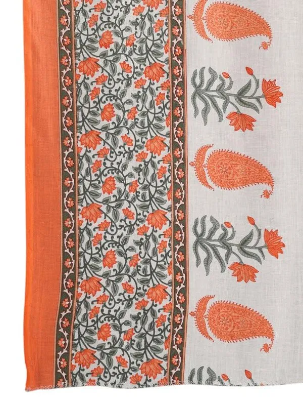White_And_Orange_Trendy_Floral_Block_Print_Cotton_Straight_Kurta_With_Pant_And_Dupatta_For_Women