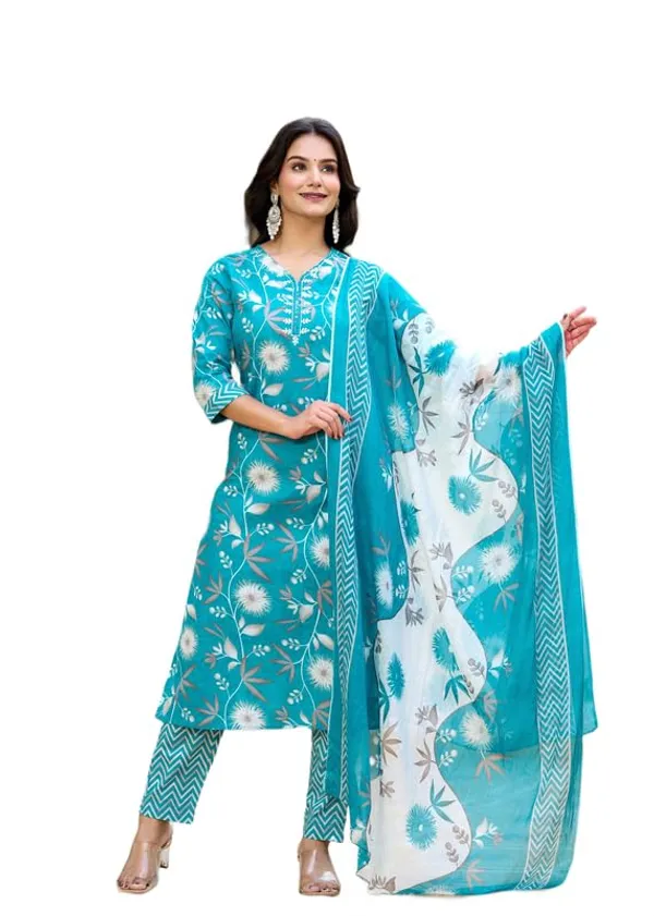 Blue_Trendy_Floral_Screen_Print_Cotton_Straight_Kurta_With_Pant_And_Dupatta_For_Women