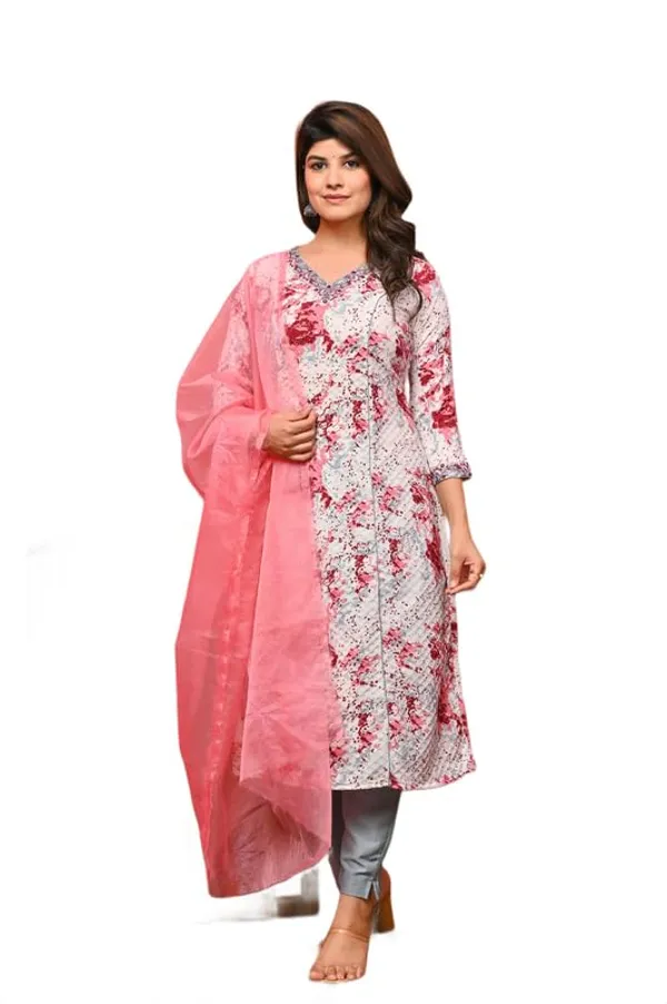 Pink_Trendy_Floral_Tie_&_Dye_Printed_Cotton_Jacquard_A-Line_Kurta_With_Pant_And_Dupatta_For_Women