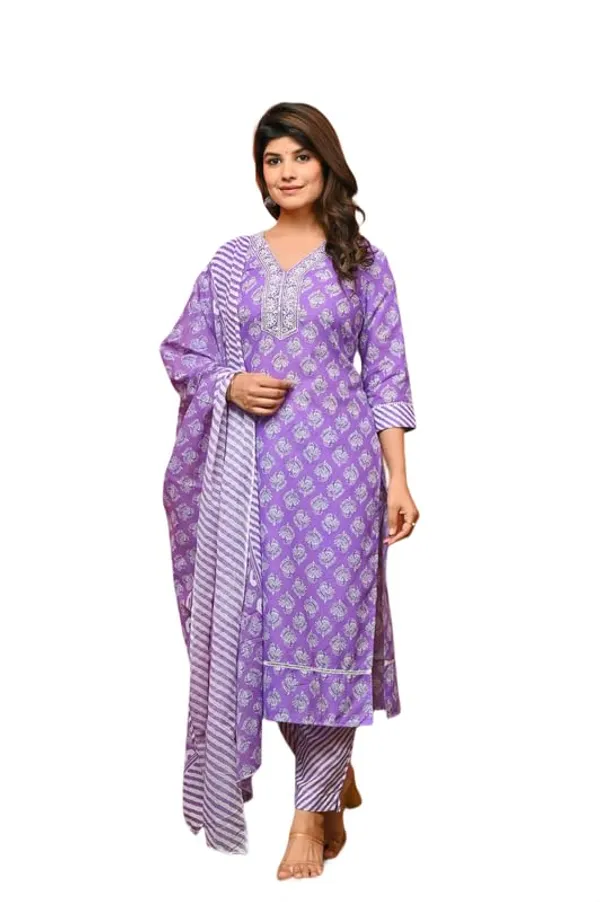Purple_Trendy_Floral_Screen_Print_Cotton_A-Line_Kurta_With_Pant_And_Dupatta_For_Women