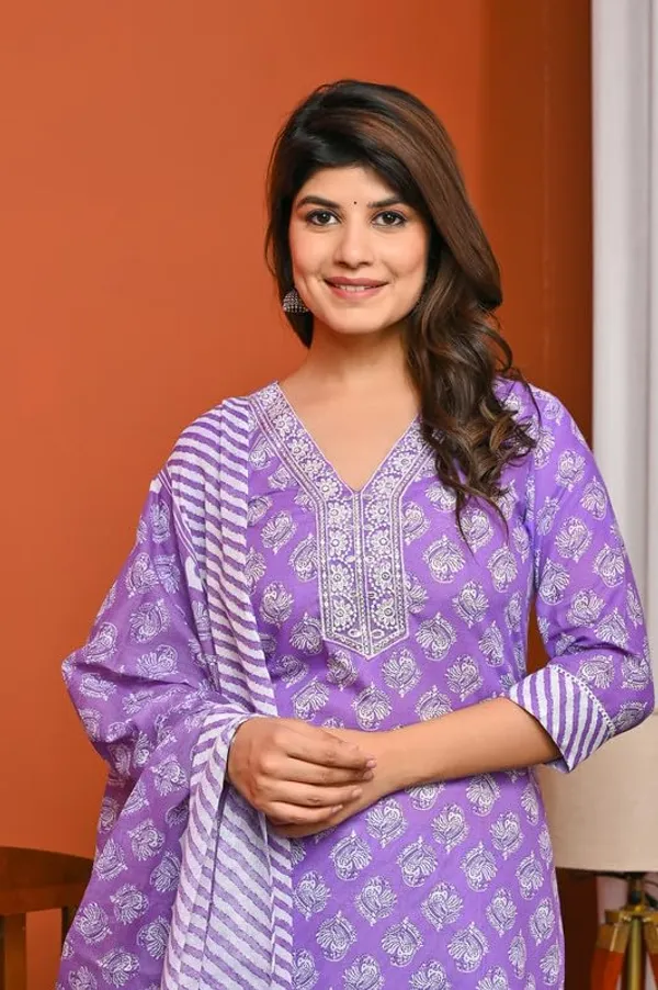 Purple_Trendy_Floral_Screen_Print_Cotton_A-Line_Kurta_With_Pant_And_Dupatta_For_Women