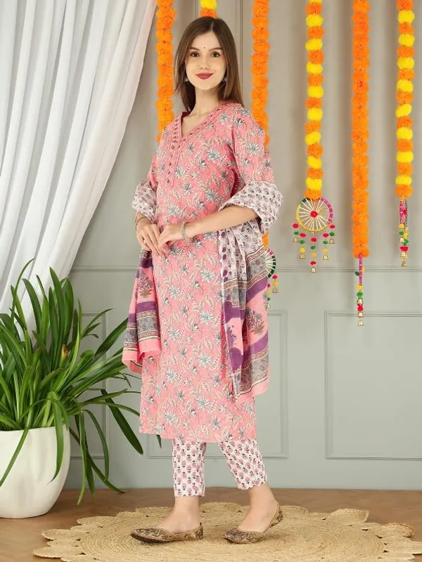 Light_Pink_Trendy_Floral_Screen_Print_Cotton_Straight_Kurta_With_Pant_And_Dupatta_For_Women