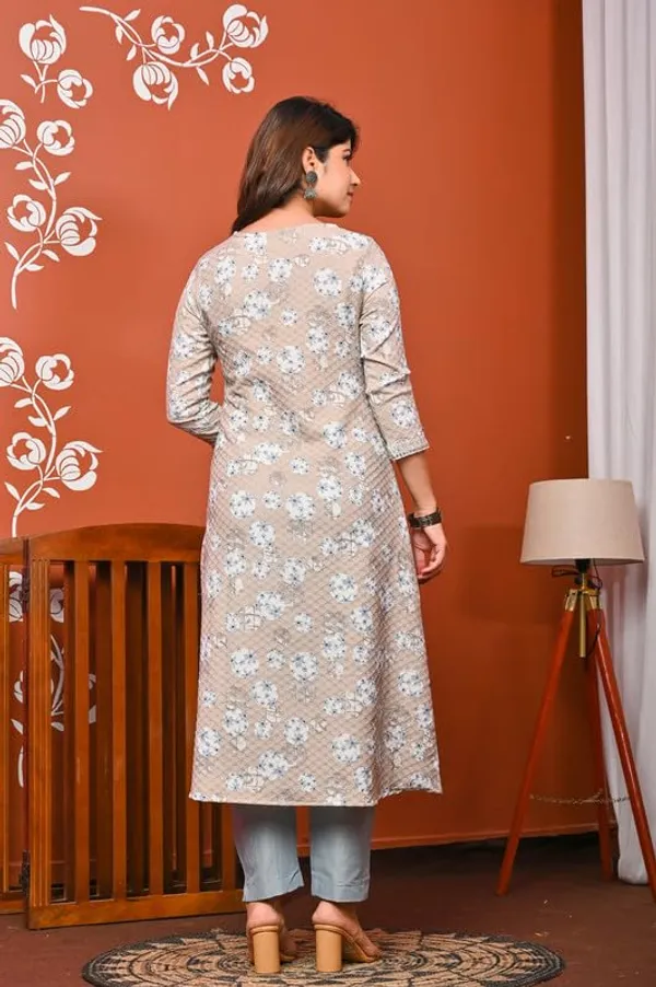 Light_Brown_Trendy_Floral_Tie_&_Dye_Printed_Cotton_Jacquard_A-Line_Kurta_With_Pant_And_Dupatta_For_Women