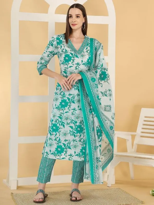Mint_Trendy_Floral_Screen_Print_Cotton_Straight_Kurta_With_Pant_And_Dupatta_For_Women