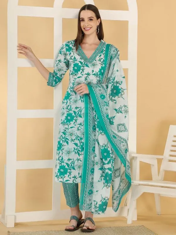 Mint_Trendy_Floral_Screen_Print_Cotton_Straight_Kurta_With_Pant_And_Dupatta_For_Women