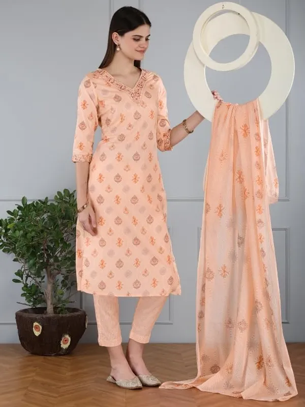 Peach_Trendy_Floral_Embroidery_Cotton_Straight_Peach_Kurta_With_Pant_And_Dupatta_For_Women
