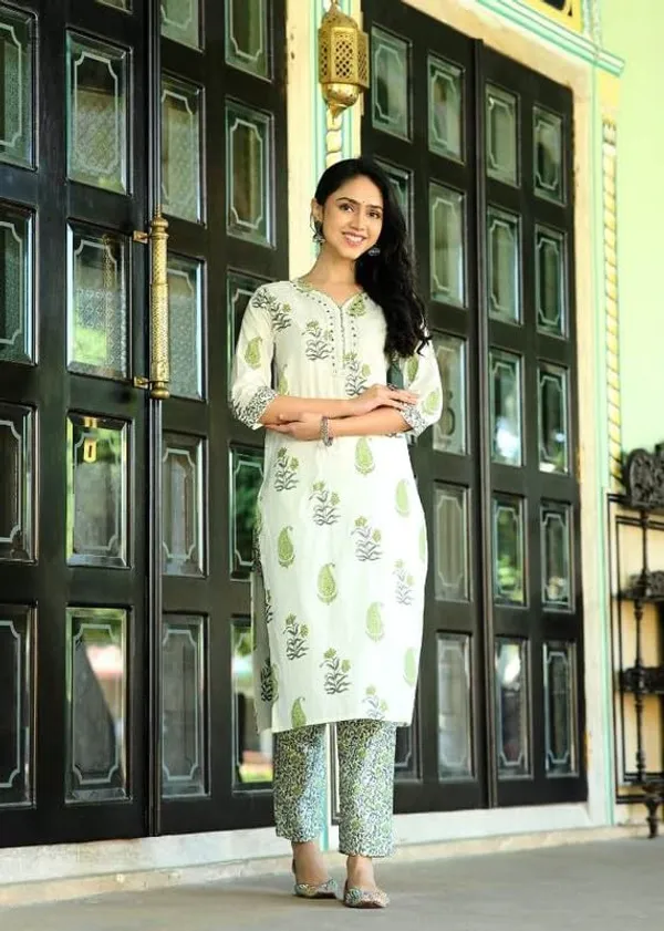Green_Trendy_Floral_Block_Print_Cotton_Straight_Kurta_With_Pant_And_Dupatta_For_Women