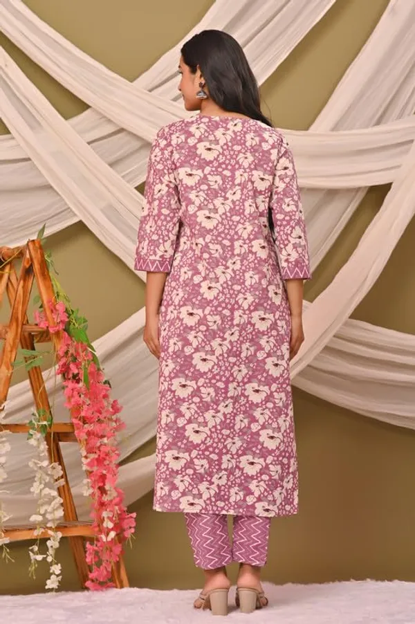 Pink_Trendy_Floral_Screen_Print_Cotton_A-Line_Kurta_With_Pant_And_Dupatta_For_Women