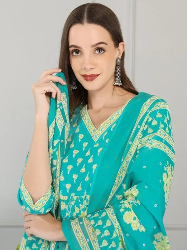 Sea_Green_Trendy_Floral_Screen_Print_Cotton_Straight_Kurta_With_Pant_And_Dupatta_For_Women