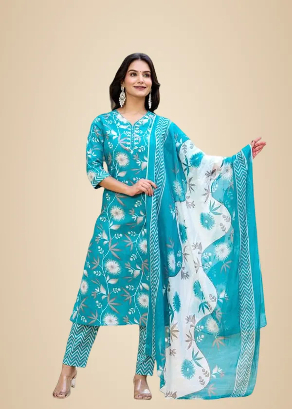 Blue_Trendy_Floral_Screen_Print_Cotton_Straight_Kurta_With_Pant_And_Dupatta_For_Women